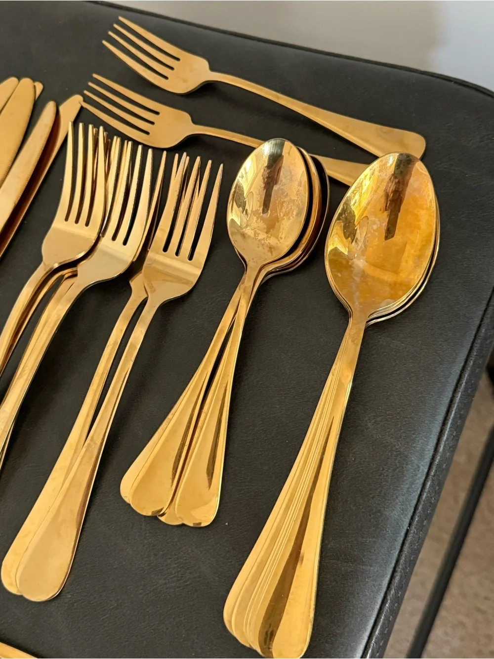 Gold Stainless Steel Flatware Variety Home Dining Cutlery some discoloration